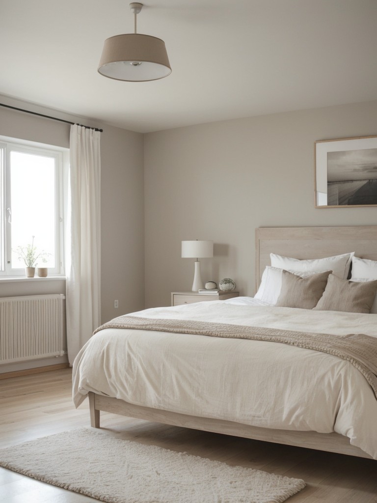 Cozy Scandinavian-inspired bedroom with peaceful taupe hues.