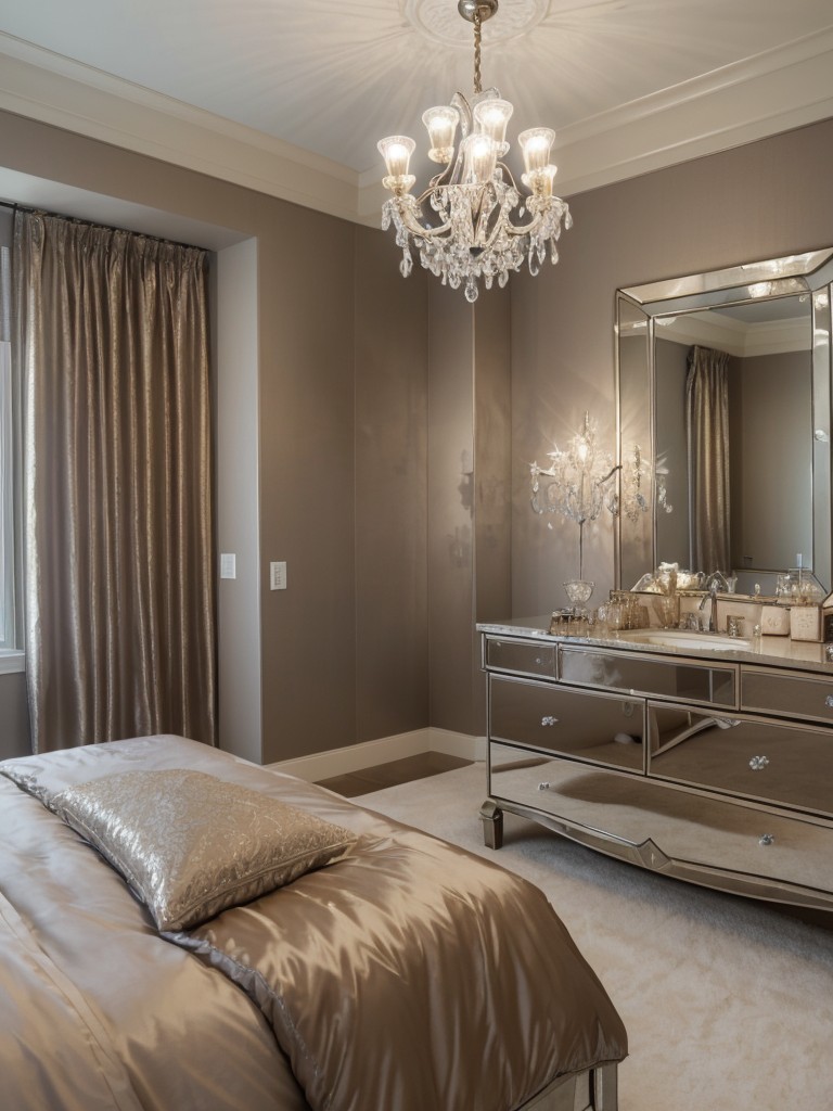 Create a Luxe and Glam Taupe Bedroom with Reflective Surfaces and Luxe Materials