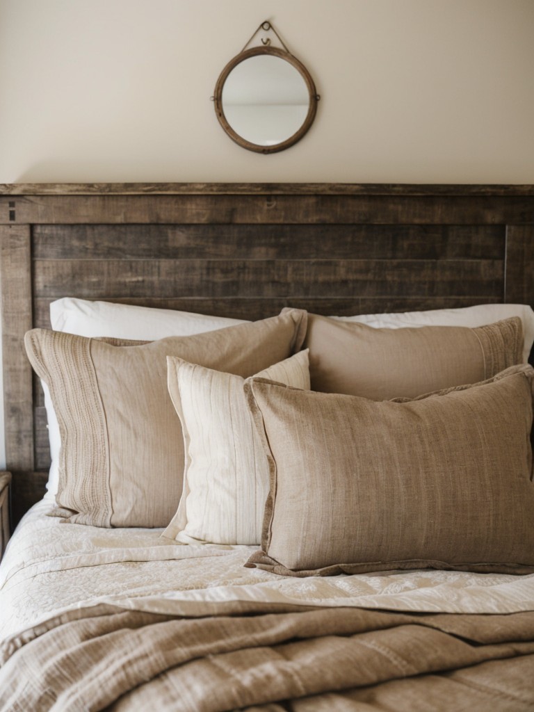 Luxury meets rustic: Create a cozy farmhouse bedroom with taupe decor.