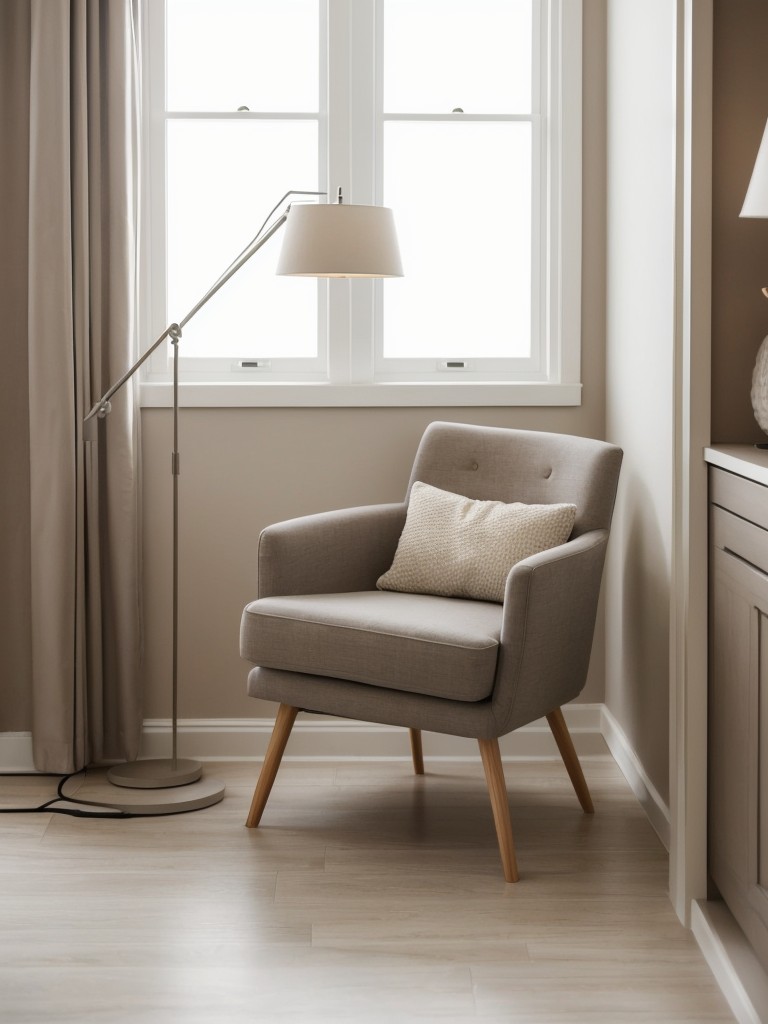 Cozy Minimalist Bedroom: Taupe and Tranquil with a Reading Nook