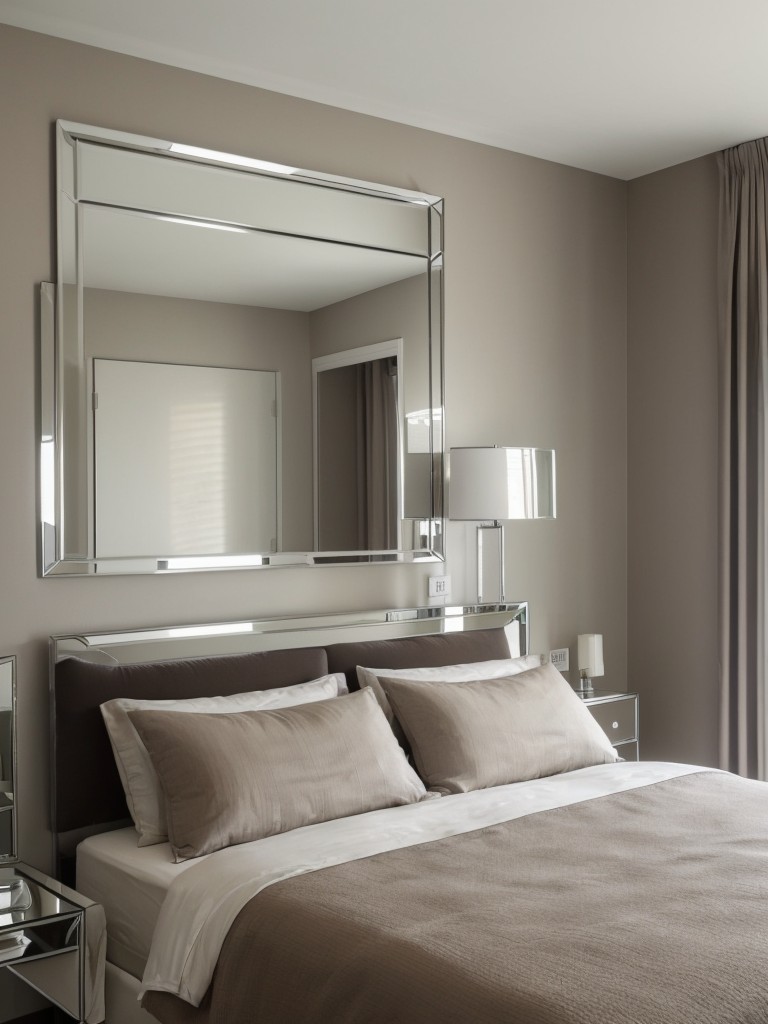 Simple Taupe Bedroom: Create a Sleek & Bright Space with Mirrors and Chrome!