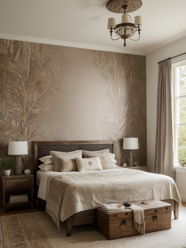 Boho Taupe Bedroom Designs: Add Depth with Stunning Wallpaper!