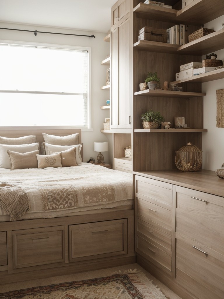 Creative Boho Taupe Bedroom: Space-Saving Ideas!