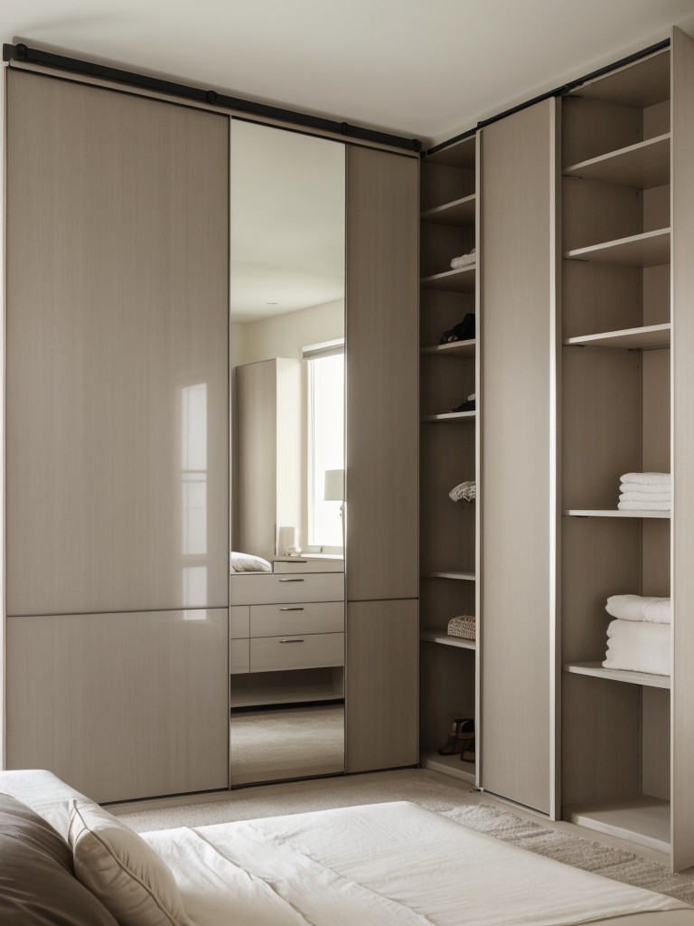 Maximize Apartment Storage with Sleek Taupe Bedroom Decor