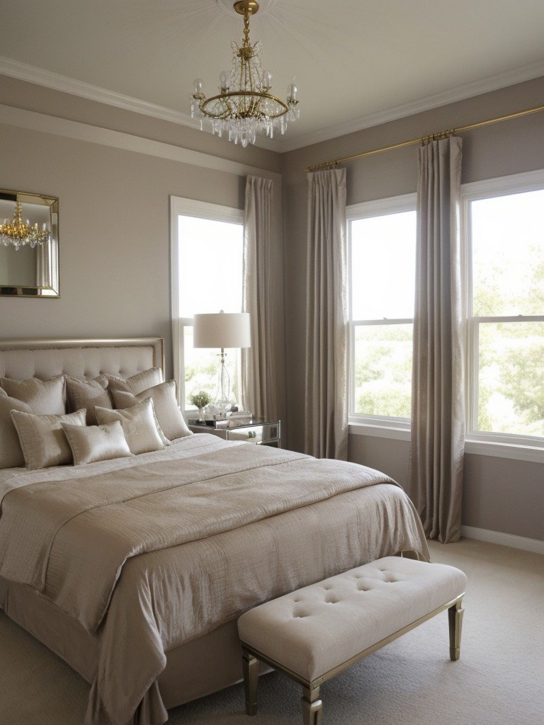 Glamorize your taupe bedroom with metallic accents!