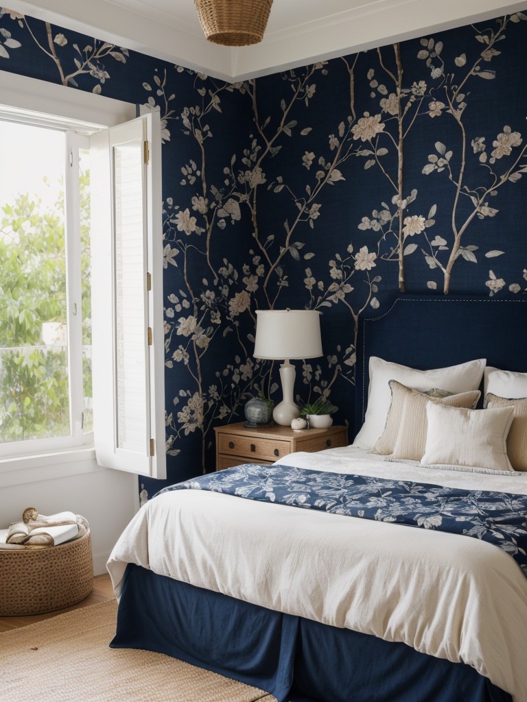 Navy Bedroom Inspiration: Botanical Prints & Natural Materials