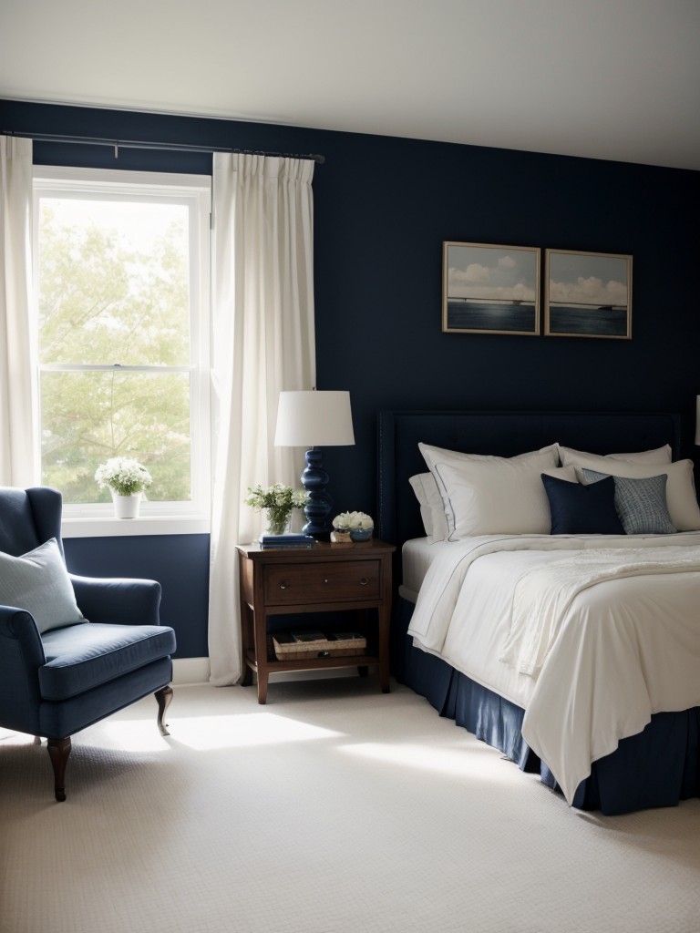 Serene Navy Bedroom Inspiration for Your Apartment