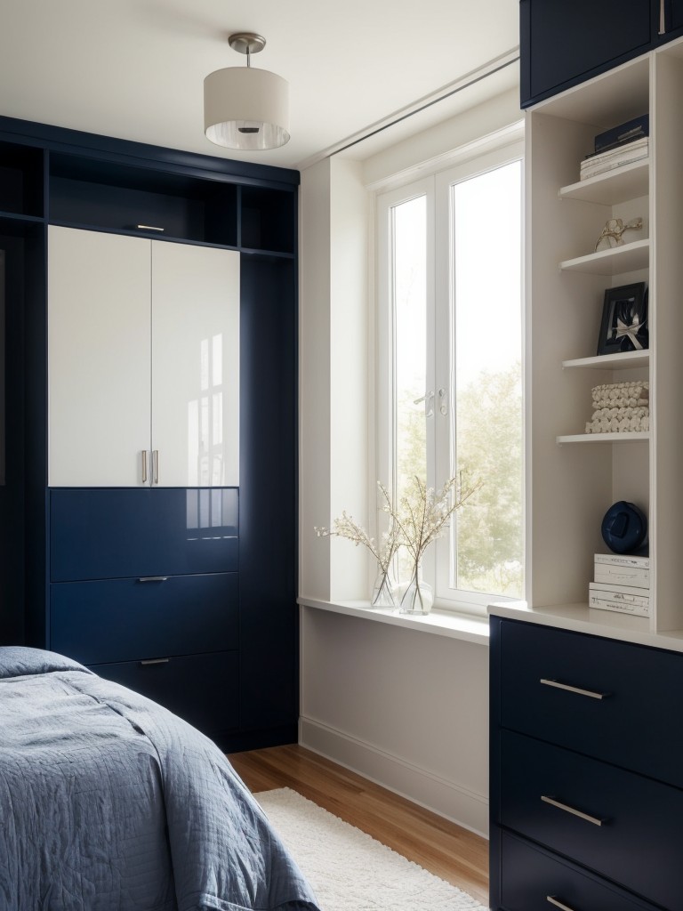 Navy Bedroom Decor for a Clutter-Free Apartment!