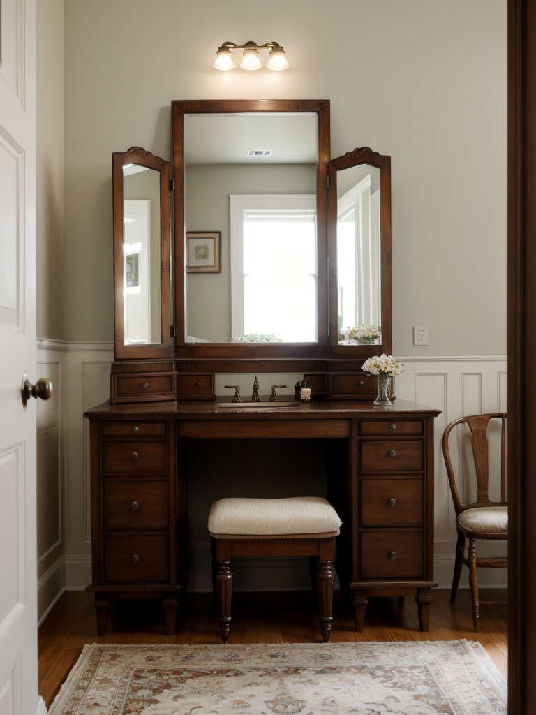 Timeless Vintage Bedroom Decor: Add Intricate Vanity Mirror