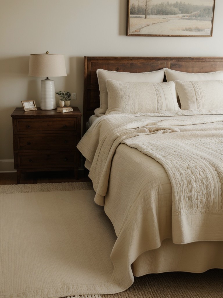 Cozy Vintage Bedroom Decor: Timeless Touches with Luxurious Quilts.