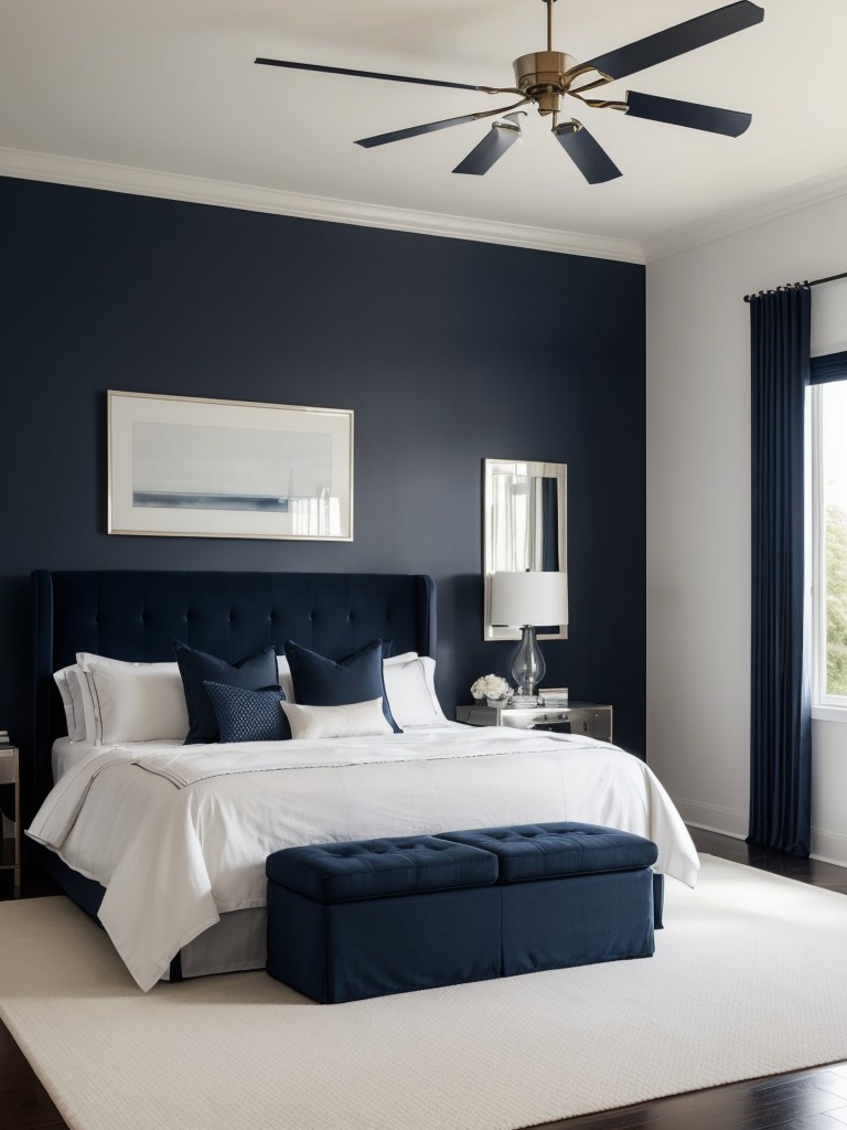 Effortlessly Elegant Navy Bedroom Decor