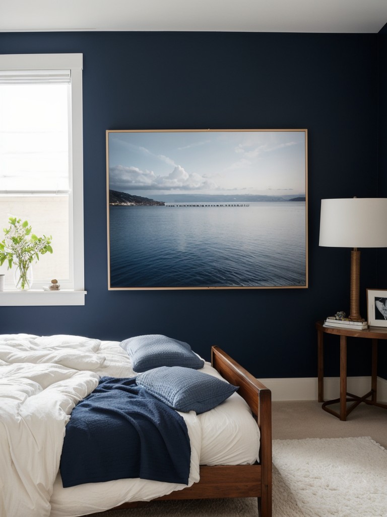 Navy Bedroom Inspo: Create a Cozy & Stylish Space with Bold Artwork!