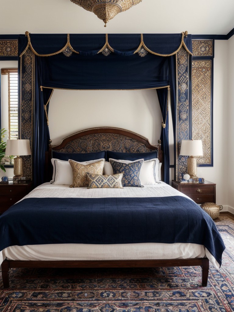 Moroccan-Inspired Navy Bedroom: Exotic Elegance for Your Space