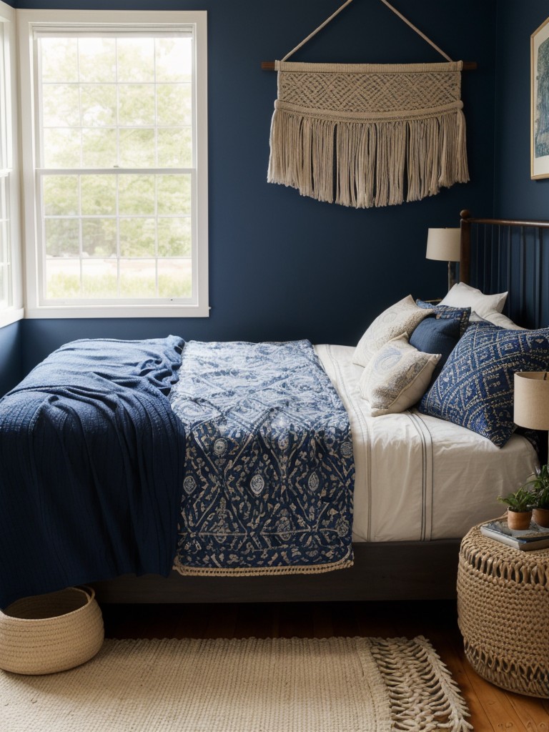 Chic Navy Bedroom Ideas: Bohemian Texture & Style