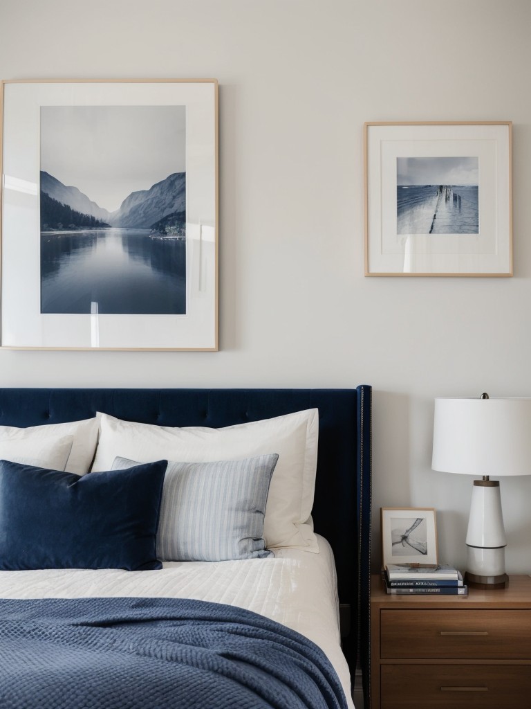 Navy Bedroom with Gallery Wall: Stylish Space Inspo!