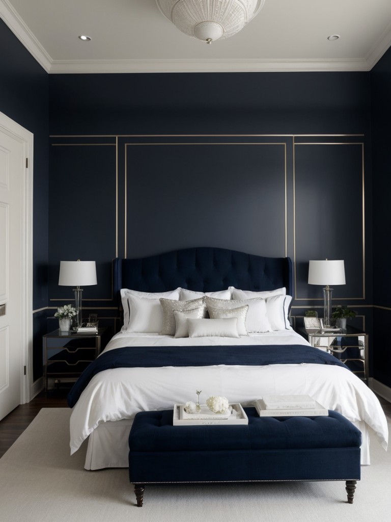 Monochromatic Magic: Elegant Navy Bedroom Decor Ideas