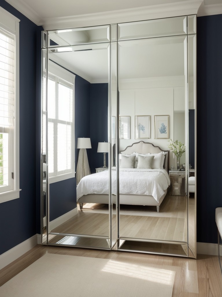 Navy Dream: Stylish Apartment Decor Tips Using Mirrors