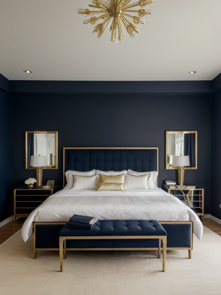 Glam up Your Apartment with Navy and Gold Mirrors! ??