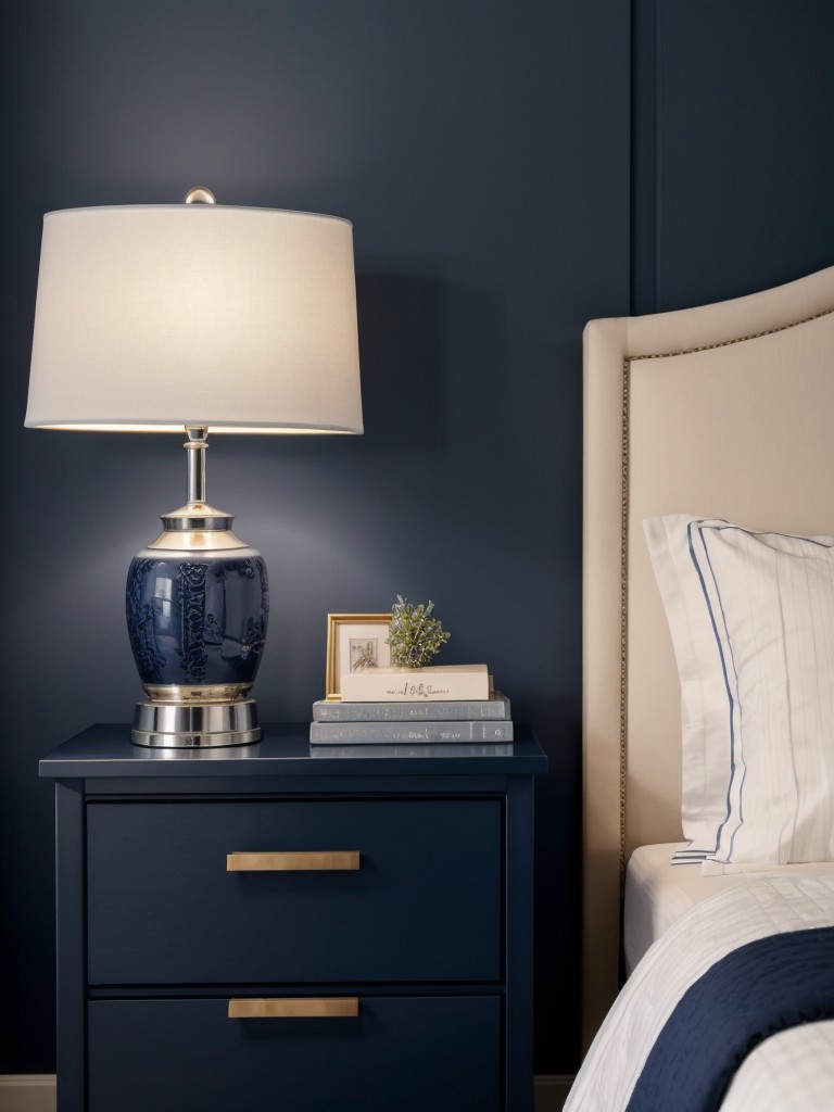 Navy Bedroom Decor: Serene Retreat with Cozy Ambiance!