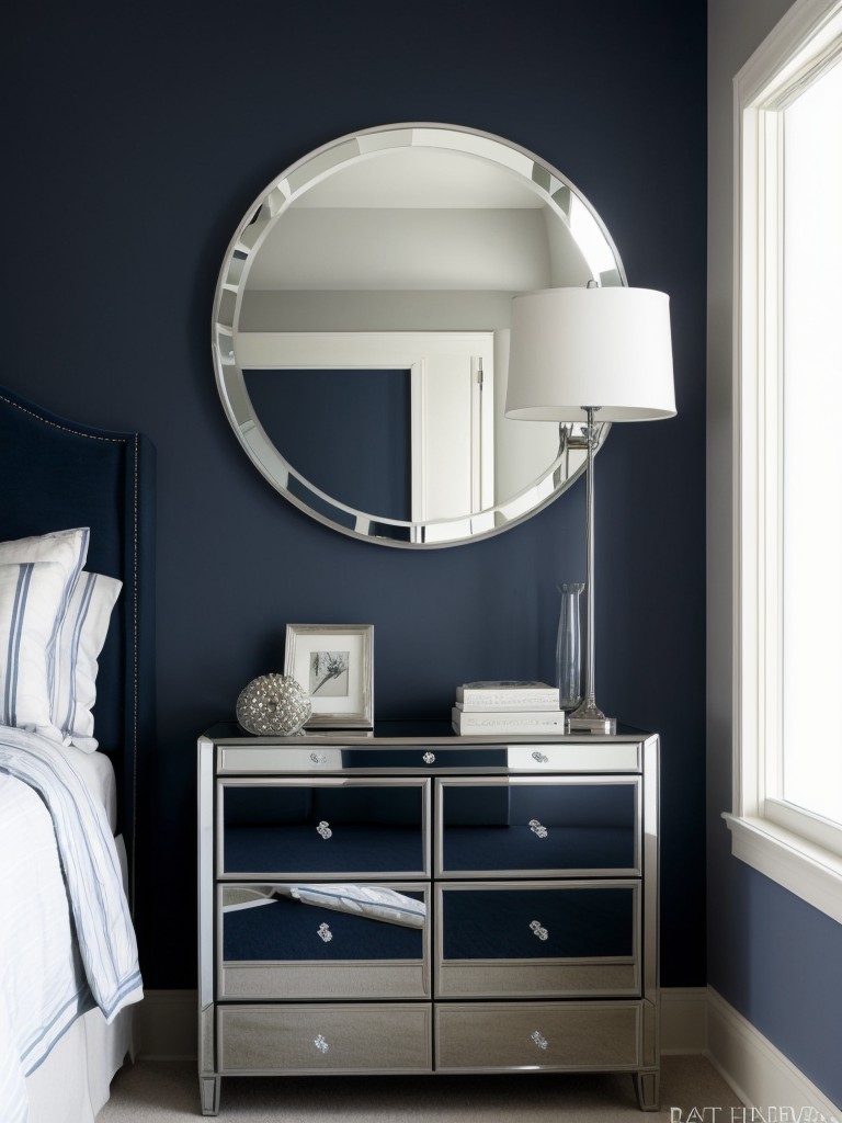 Mirrored Furniture: Amplify Your Navy Bedroom Retreat