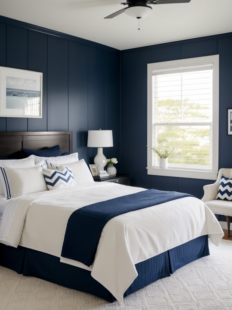 Navy & White Chevron Accent Wall: Modernize Your Bedroom