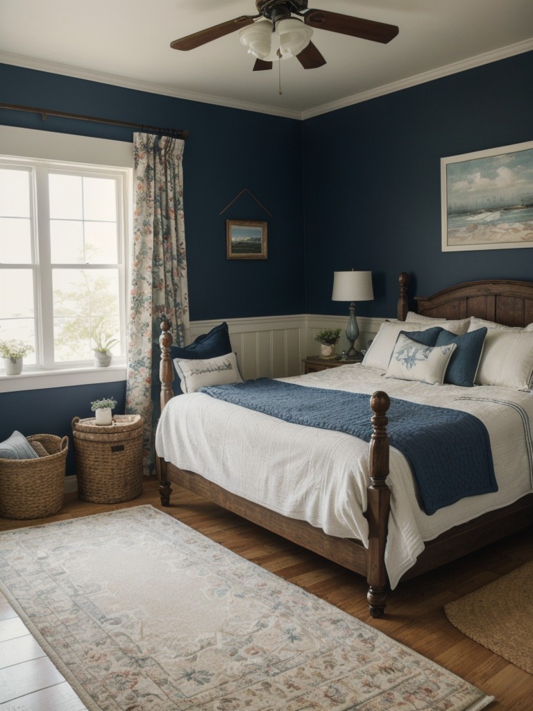 Cozy Coastal Charm: Nautical Navy Apartment Inspo