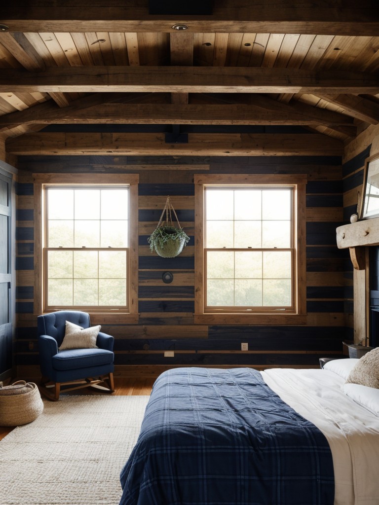 Cozy Apartment Vibes: Rustic Navy Blue Bedroom Inspiration