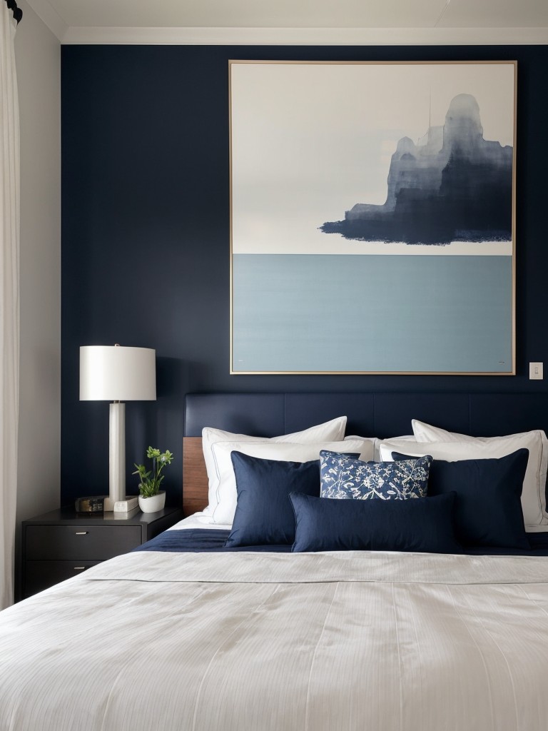 Zen-inspired Navy Blue Bedroom: Minimalist meets Tranquility