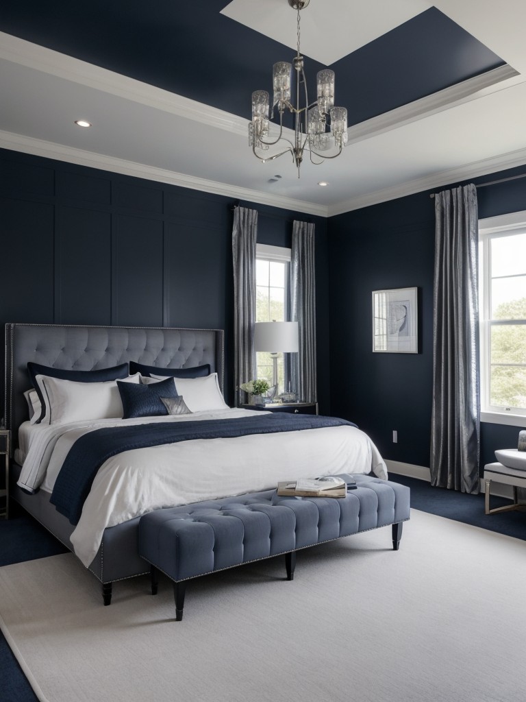 Chic Navy Blue Apartment Inspiration: Modernize Your Space with Sleek Monochromatic Style!