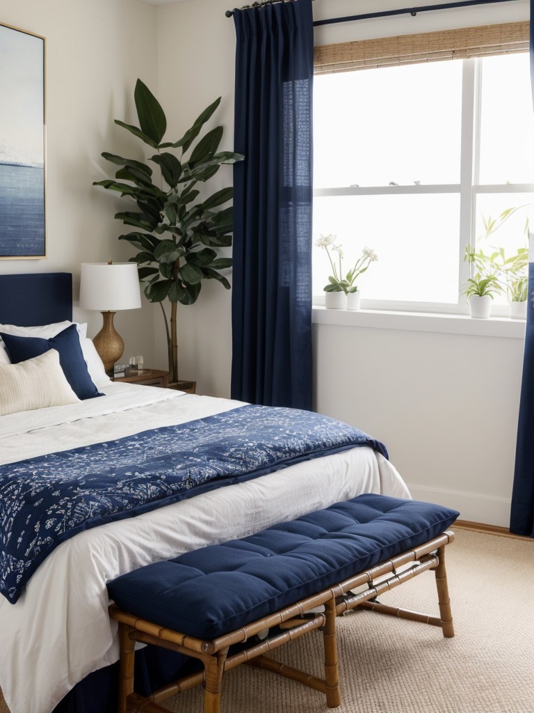 Zen Oasis: Transform Your Bedroom with Navy Décor.