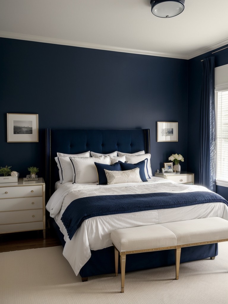 Dramatic Navy Accent Wall: Transform Your Bedroom with Style!