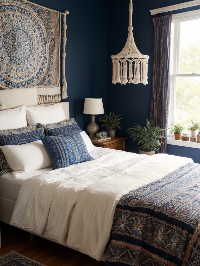 Boho Chic Bedroom: Vibrant & Cozy Navy Decor Ideas!