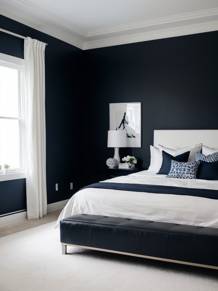 Chic Navy Bedroom Decor: Create a Modern & Sleek Apartment Design!