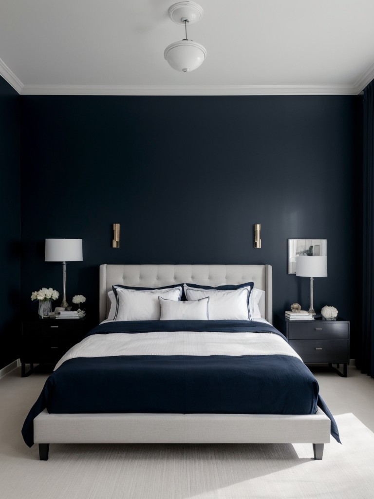 Minimalist Navy Bedroom Design: Chic & Calming Apartment Ideas