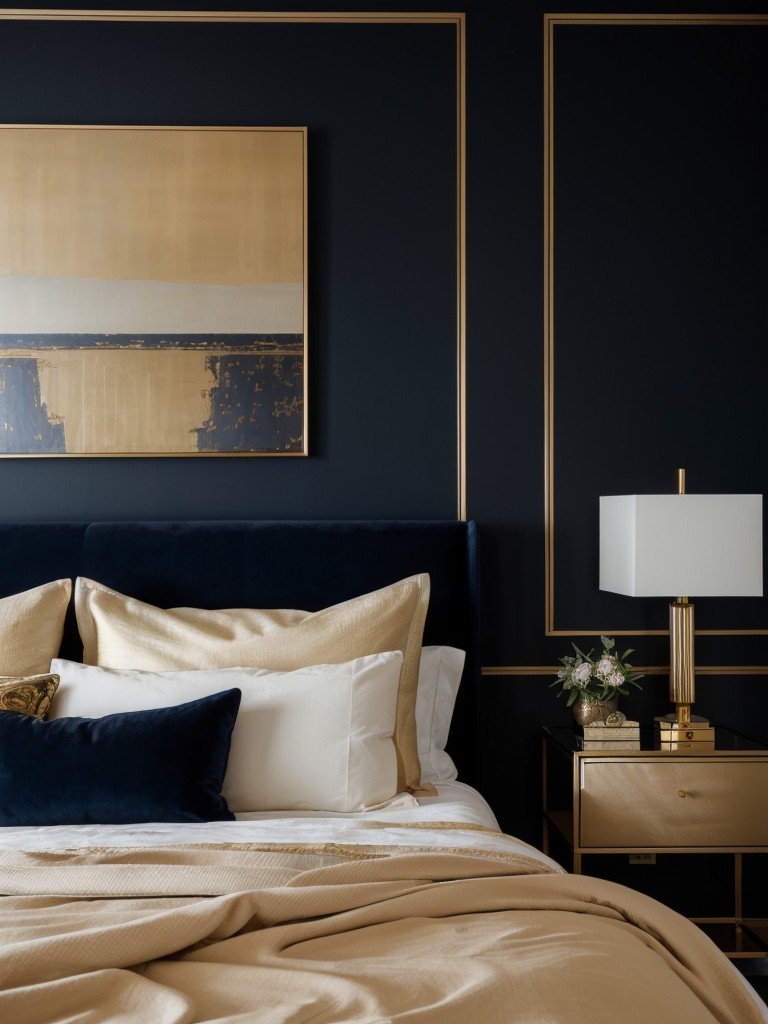 Chic Navy & Gold Apartment: Modern meets Tradition for Timeless Style!