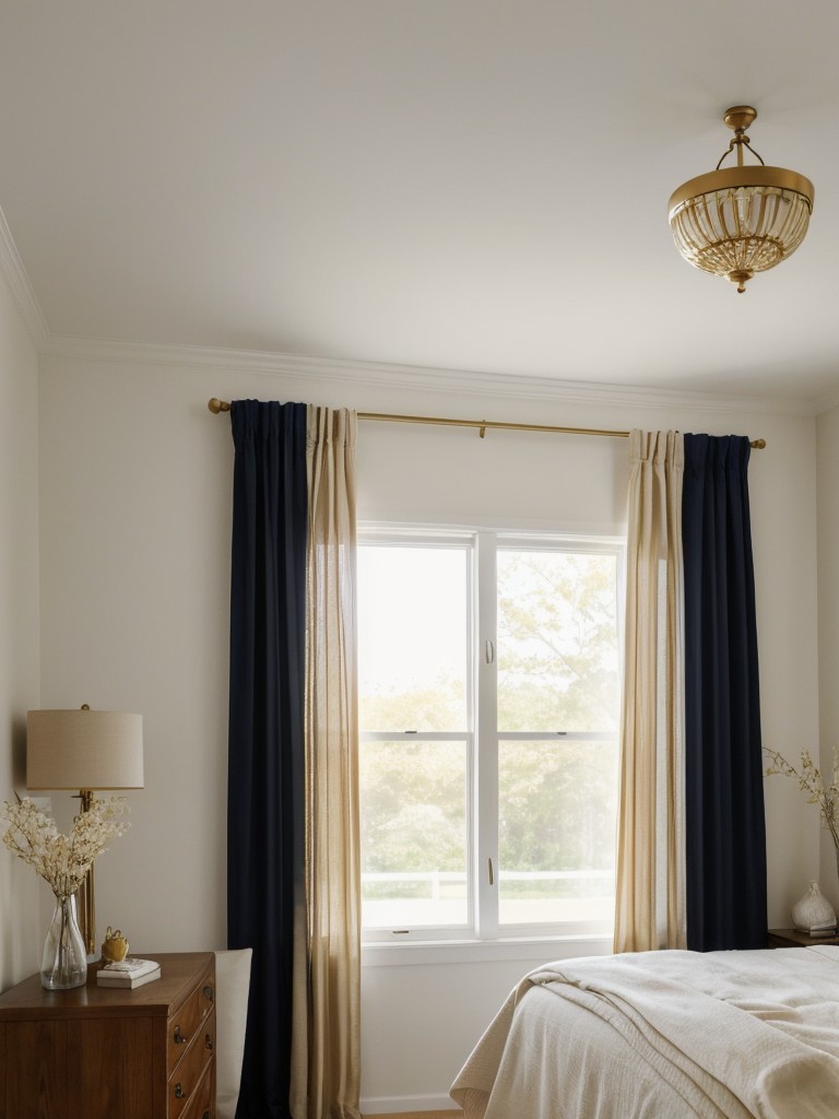 Lighten Up Your Bedroom with Navy and Gold Decor