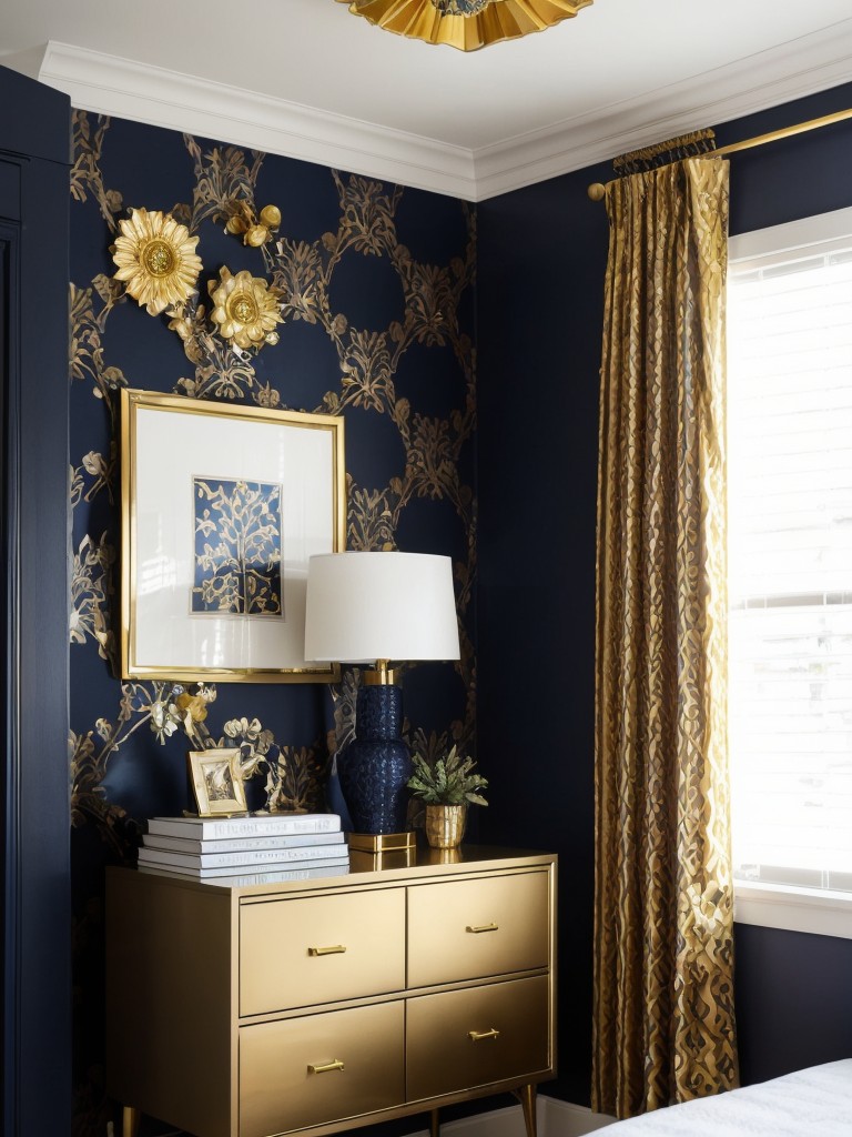 Eclectic Chic: Navy and Gold Bedroom Decor Ideas