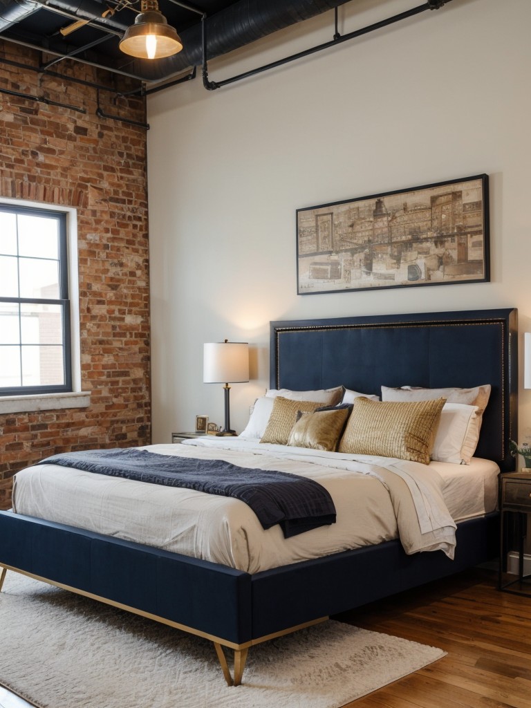 Industrial Chic: Create Urban Vibes in Your Bedroom with Navy and Gold