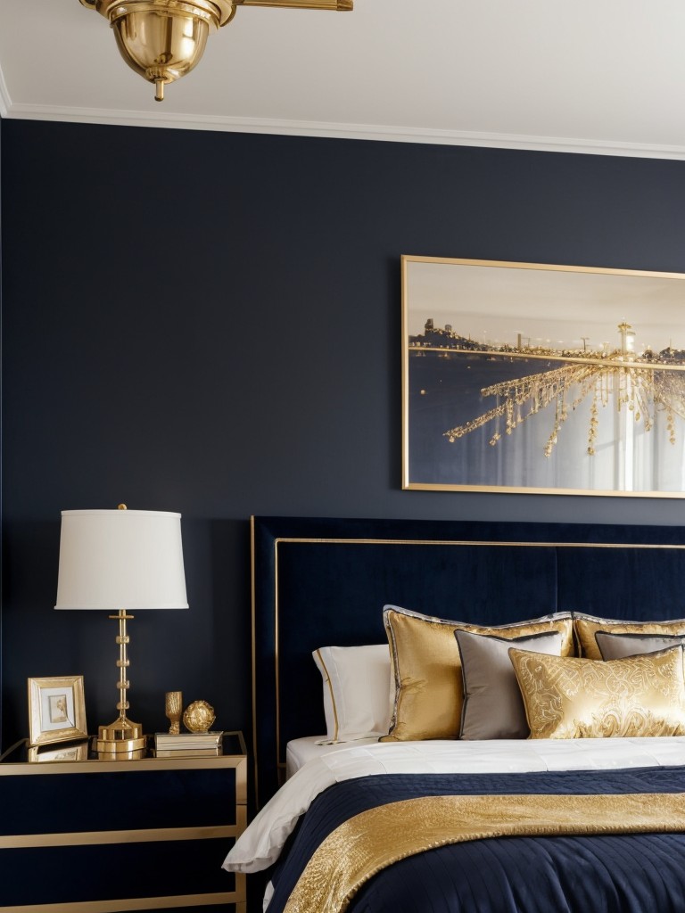 Navy and Gold: Stylish Apartment Bedroom Decor