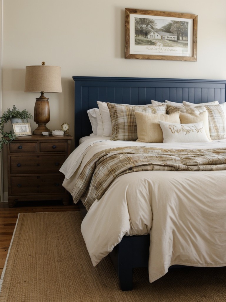 Rustic Retreat: Cozy Up Your Bedroom with Navy and Gold