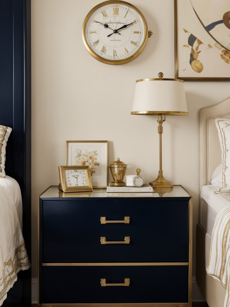 Vintage-Inspired Bedroom: Channel Nostalgia with Navy and Gold.