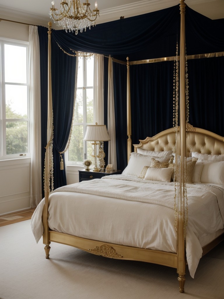 Romantic Retreat: Navy & Gold Bedroom Decor