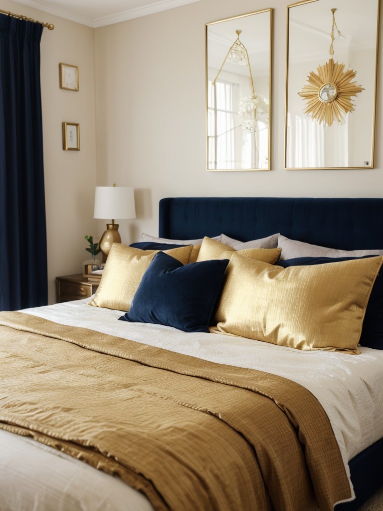 Apartment Chic: Navy & Gold Bedroom Décor for Vintage Vibes