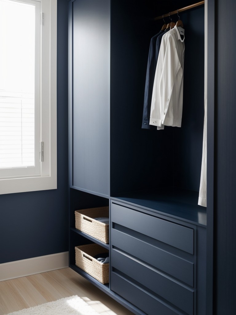 Navy Bedroom Decor: Sleek & Clutter-Free Apartment Style!