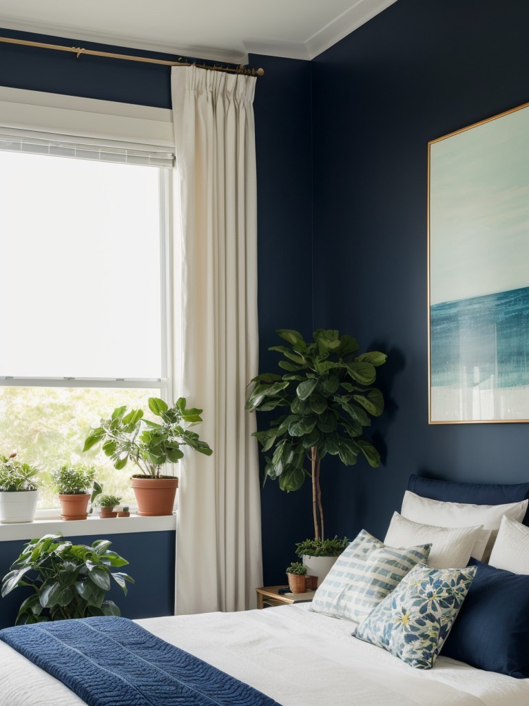 Navy Dream: Stylish Apartment Decor with Nature Vibes!