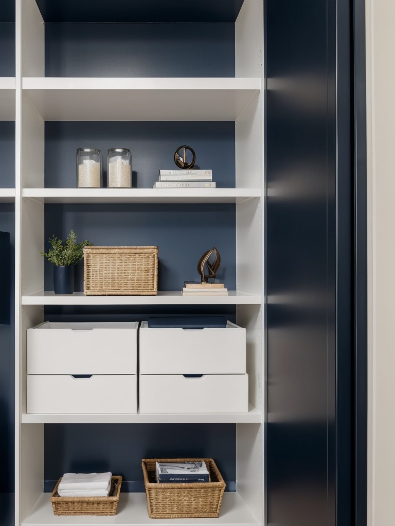 Stylish Navy Apartment Bedrooms with Built-in Storage