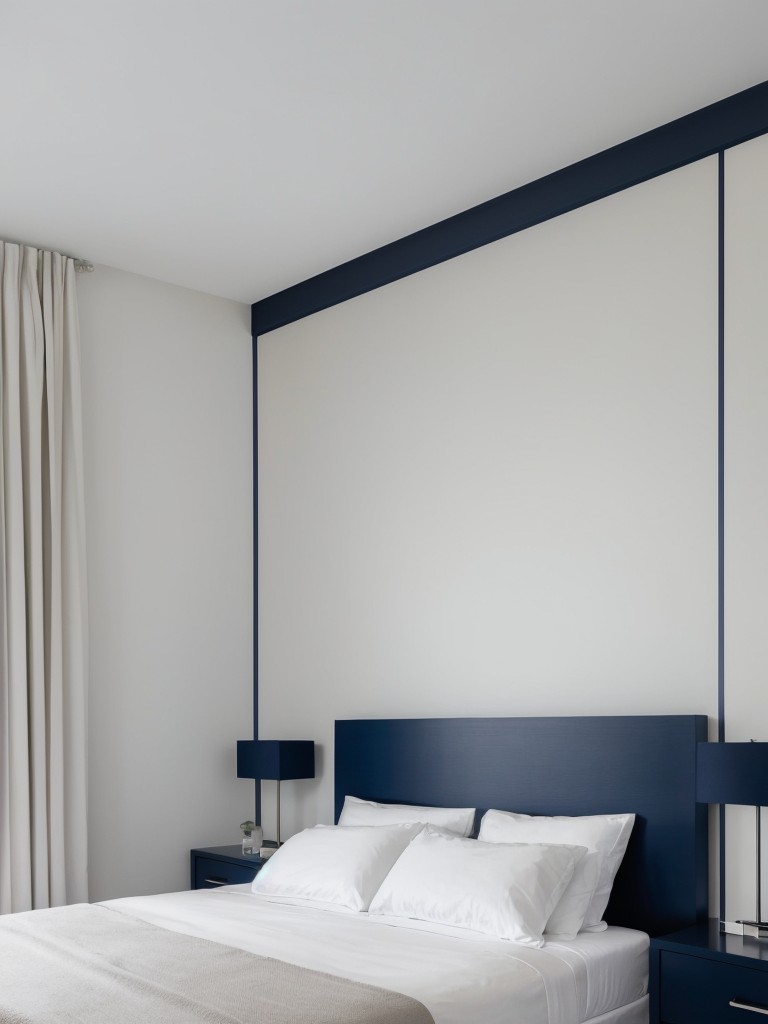 Chic Navy Bedrooms for a Modern Vibe: Clean lines and minimalist design!