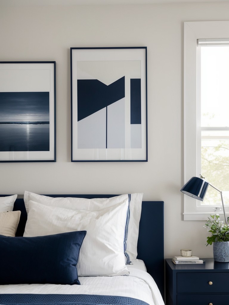 Sleek Navy Bedrooms: Amp up style with statement artwork!