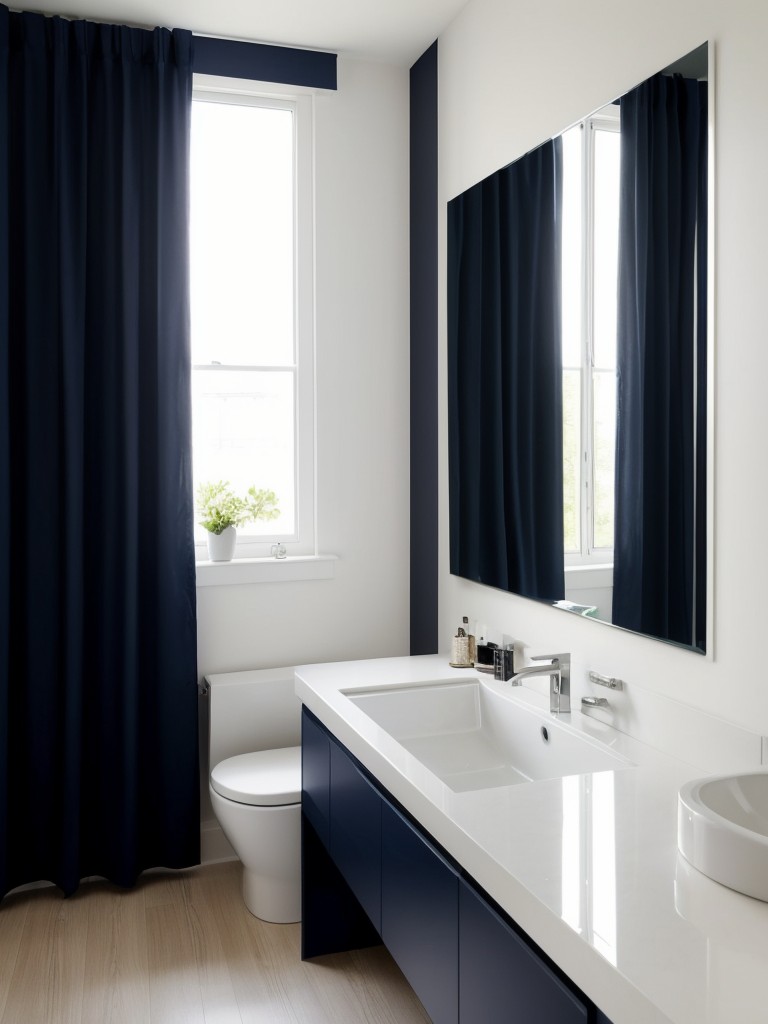 Navy Mirror Magic: Elevate Your Apartment with Sleek Style!