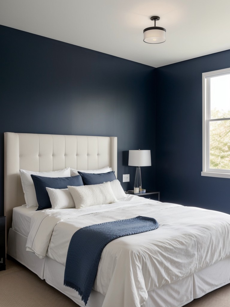 Stylish Navy Bedrooms: Modern Wall Sconces for Perfect Lighting!